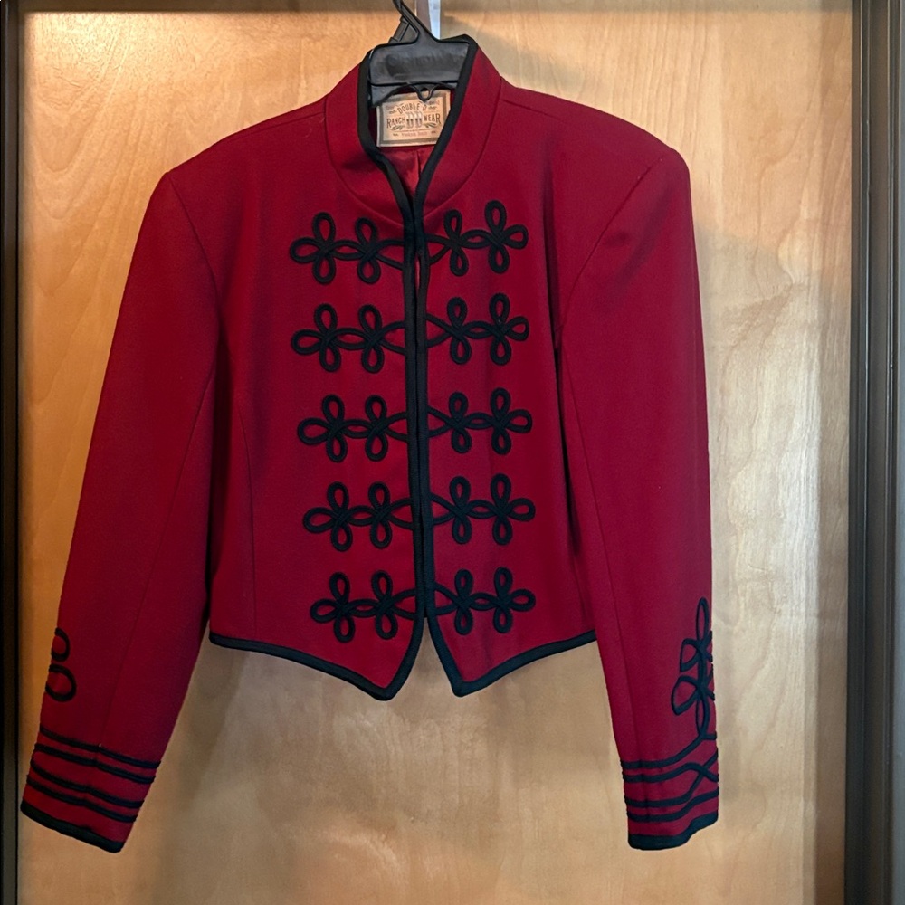 Vintage Double D Ranch Burgundy Cropped Military-Style Jacket